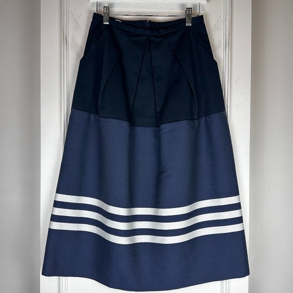 Jil Sander Navy Navy Striped Midi Skirt - Picture 1 of 8